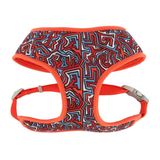 Sublime Adjustable Reversible Harness Medium Red Blue Graffiti w Red Stars  Dog 1pc 3/4in